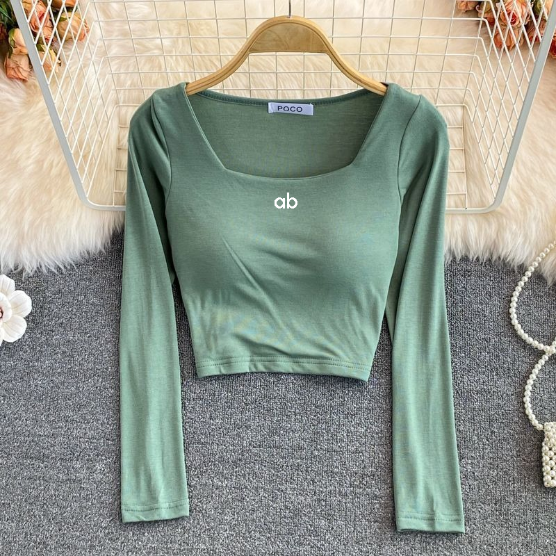 Base Layer Top - Женская корейская модная футболка с квадратным
