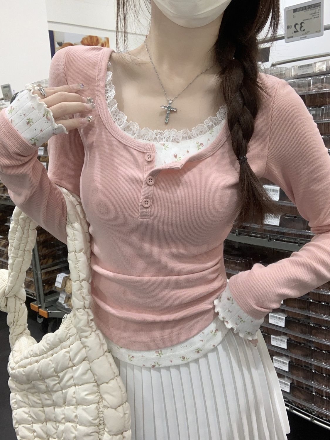 2026 Розовый цветочный комплек – обзор и цена Undershirt Crew Neck